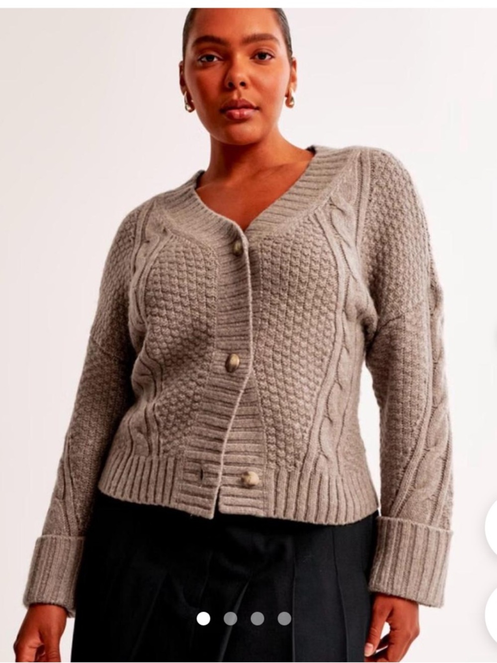 Abercrombie & Fitch Women's Taupe Cable Button-Front Cardigan - Picture 7 of 7